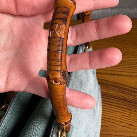 Vintage Gucci 2-Way Top Handle Crossbody Bag in Light Teal Suede - Picture 16 of 16